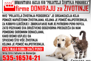 “Prijatelji životinja Podgorica” pokreće humanitarnu akciju “Firme...
