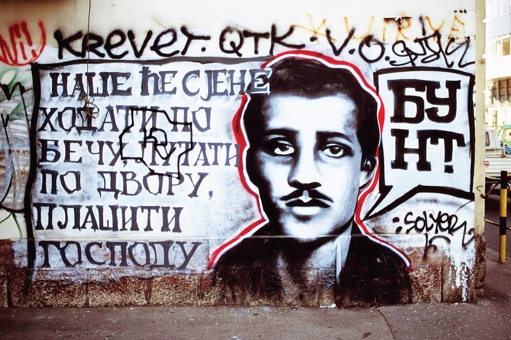 Gavrilo Princip, grafit (Novine)