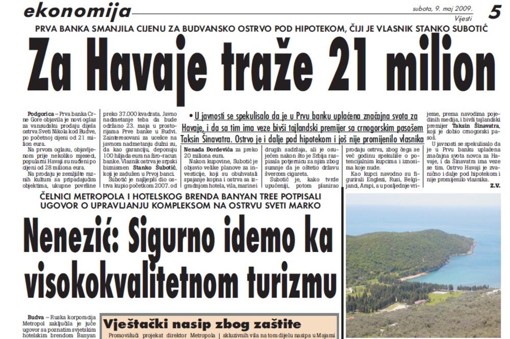 Vijesti", 9. maj 2009., Foto: Arhiva Vijesti