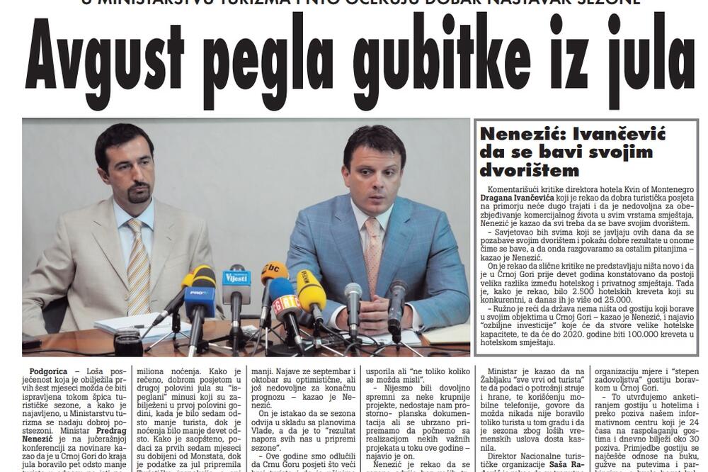Vijesti, 11. avgust 2009., Foto: Arhiva Vijesti