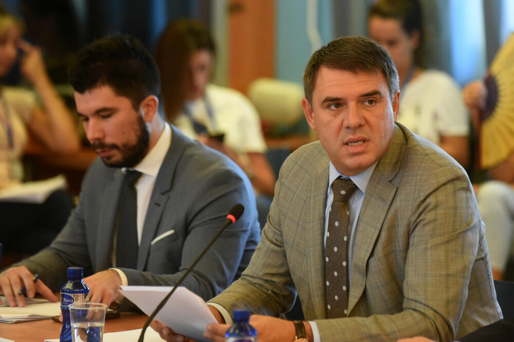 Aleksandar Drljević sa kolegama nedavno pred Odborom za evropske integracije, Foto: Boris Pejović