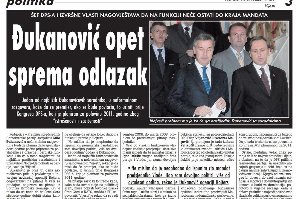 Strana "Vijesti" od 10. decembra 2009., Foto: Arhiva Vijesti