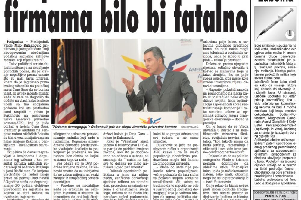 Strana "Vijesti" od 9. marta 2010., Foto: Arhiva Vijesti