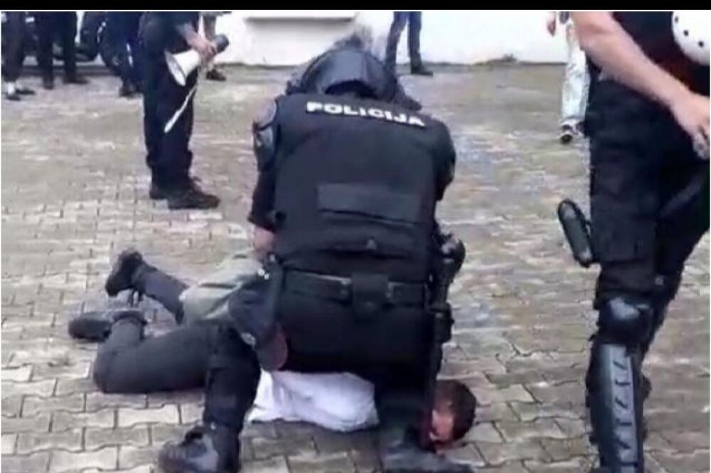 Detalj sa jednog od hapšenja jutros u Budvi, Foto: Screenshot