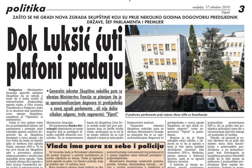 Strana "Vijesti" od 17. oktobra 2010., Foto: Arhiva Vijesti