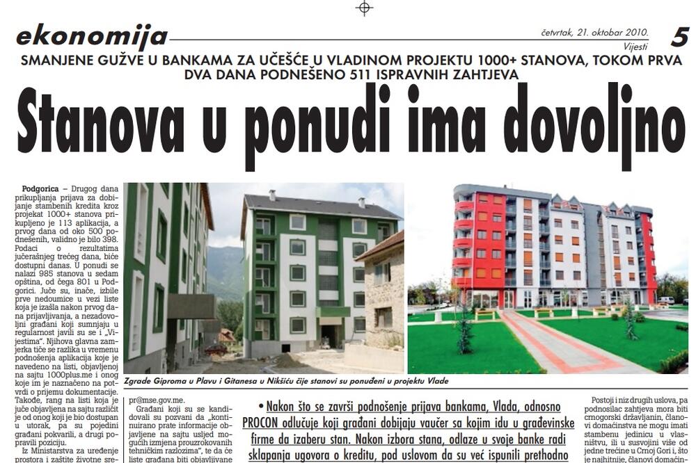 Strana "Vijesti" od 21. oktobra 2010., Foto: Arhiva Vijesti