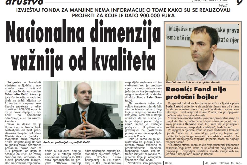 Strana "Vijesti" od 29. oktobra 2010., Foto: Arhiva Vijesti