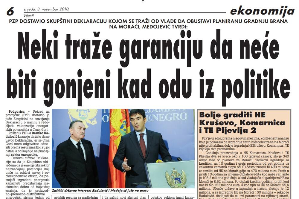 Strana "Vijesti" od 3. novembra 2010., Foto: Arhiva Vijesti