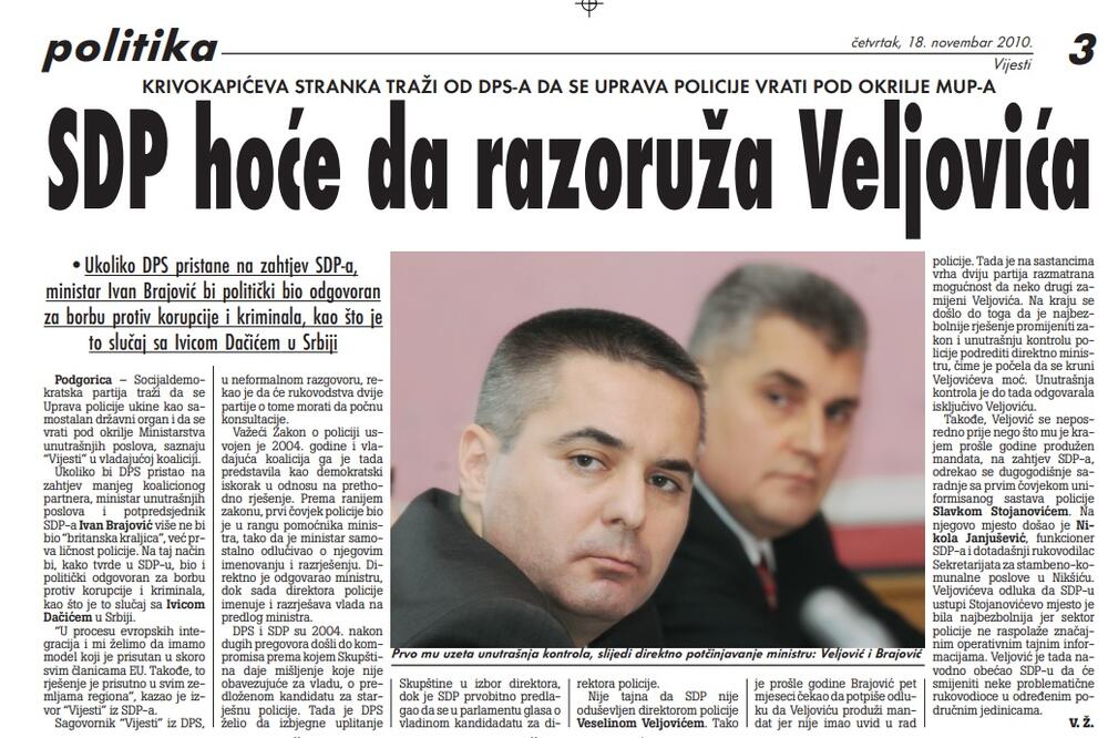 Strana "Vijesti" od 18. novembra 2010., Foto: Arhiva Vijesti