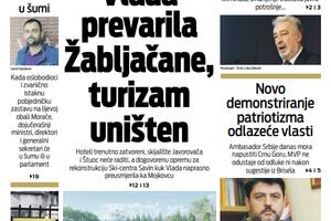 Naslovna strana "Vijesti" za prvi decembar