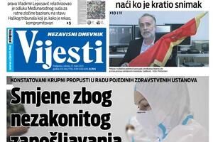 Naslovna strana "Vijesti" za 27. mart 2021.