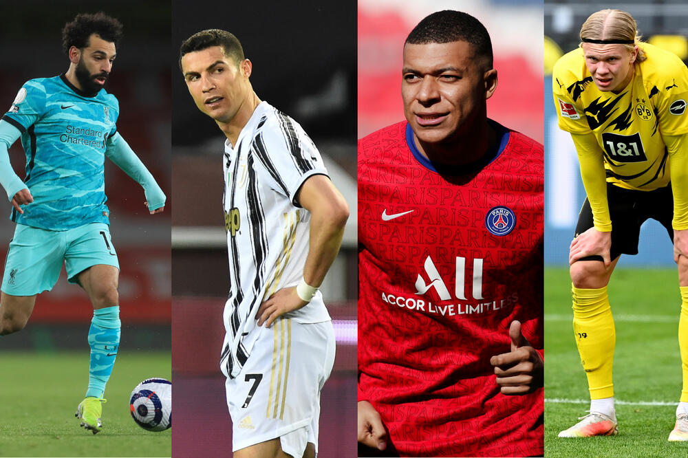 Da li bi ostali ako ne bi bilo elitnog takmičenja: Mohamed Salah, Kristijano Ronaldo, Kilijan Mbape i Erling Haland, Foto: Reuters