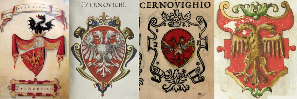 Najstariji kolorizovani prikazi grba Crnojevića u grbovnicima iz 16. i 17. vijeka