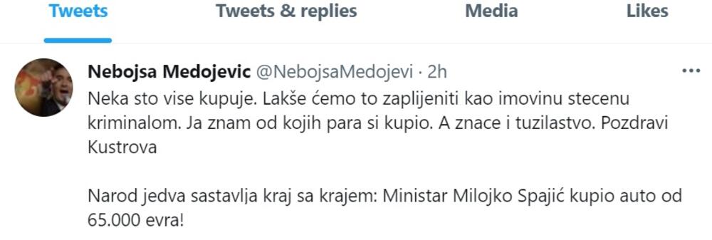 Tvit Medojevića