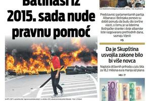 Naslovna strana "Vijesti" za četvrtak 16. septembar 2021. godine