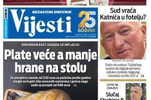 Naslovna strana "Vijesti" za 1. mart 2022.