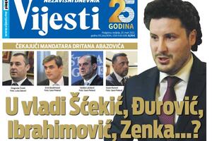 Naslovna strana "Vijesti" za 20. mart 2022.