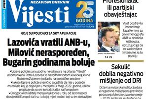 Naslovna strana "Vijesti" za 6. maj 2022.
