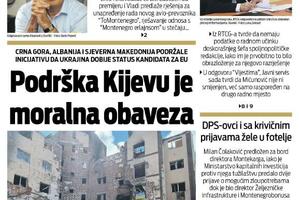 Naslovna strana "Vijesti" za četvrtak, 16. jun 2022.