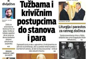 Naslovna strana "Vijesti" za ponedjeljak, 18. jul 2022.