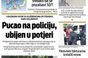 Naslovna strana "Vijesti" za 28. septembar 2022.