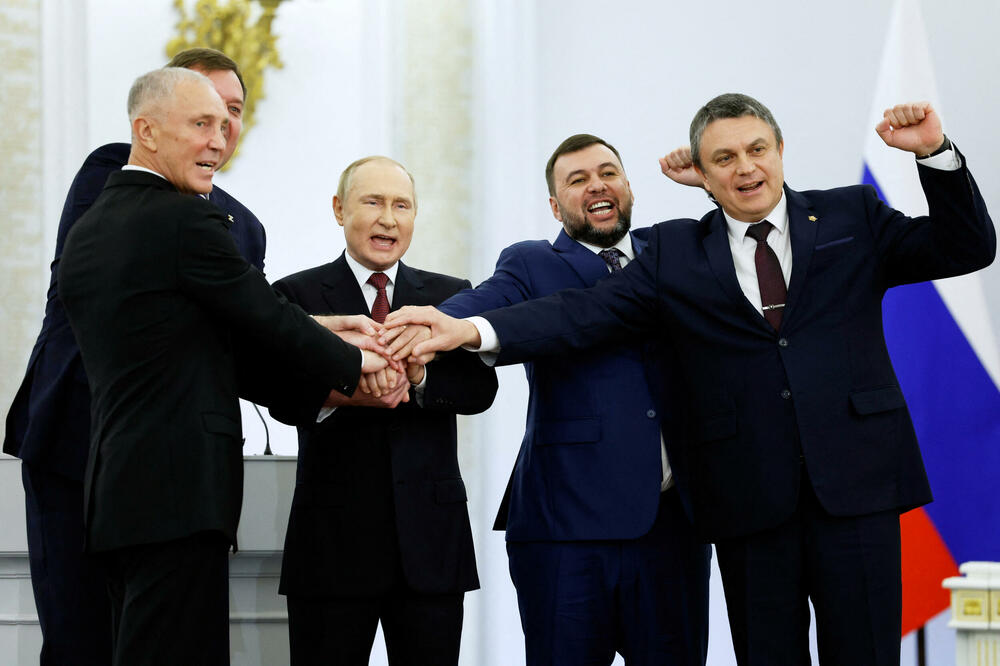 Putin sa liderima Donjecke, Luganske, Hersonske i Zaporoške oblasti, Foto: Reuters