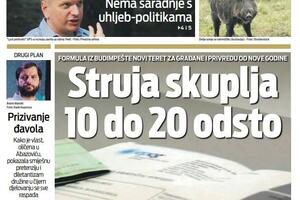 Naslovna strana "Vijesti" za ponedjeljak, 10. oktobar 2022. godine