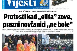 Naslovna strana "Vijesti" za 6. novembar 2022.