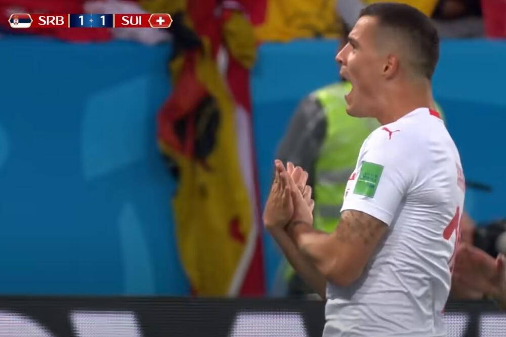 Džaka proslavlja gol protiv Srbije na Svjetskom prvenstvu 2018., Foto: YouTube (screenshot)