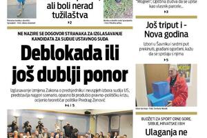 Naslovna strana "Vijesti" za 5. decembar 2022. godinu
