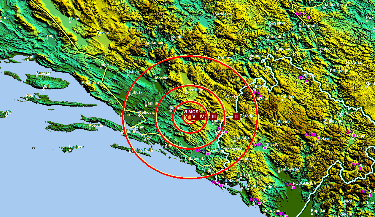 Manji zemljotres kod Stoca, osjetio se i u Crnoj Gori