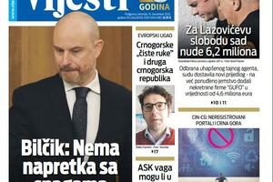 Naslovna strana "Vijesti" za četvrtak 15. decembar