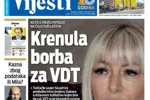 Naslovna strana "Vijesti" za 17. decembar 2022. godine