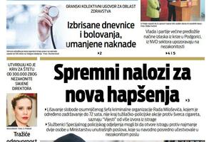 Naslovna strana "Vijesti" za 23. decembar 2022. godine