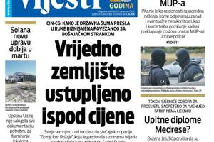 Naslovna strana "Vijesti" za 29. decembar 2022. godine