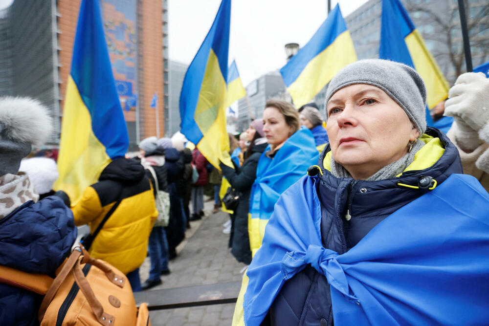 Sa protesta u znak podrške Ukrajini u Briselu