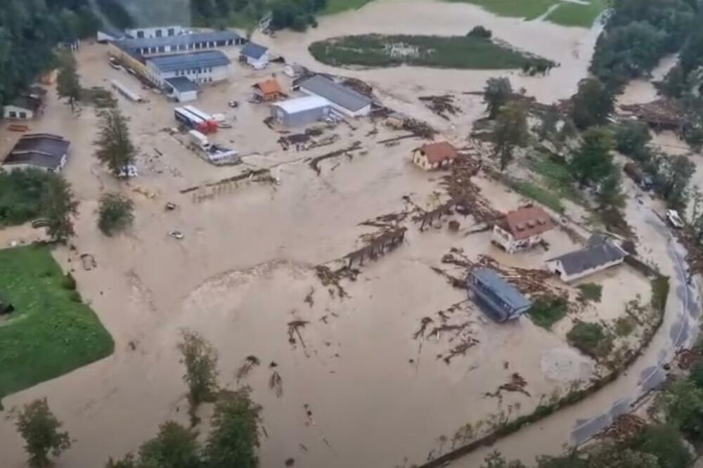 Poplavljeno područje u Sloveniji, Foto: Printscreen/Youtube