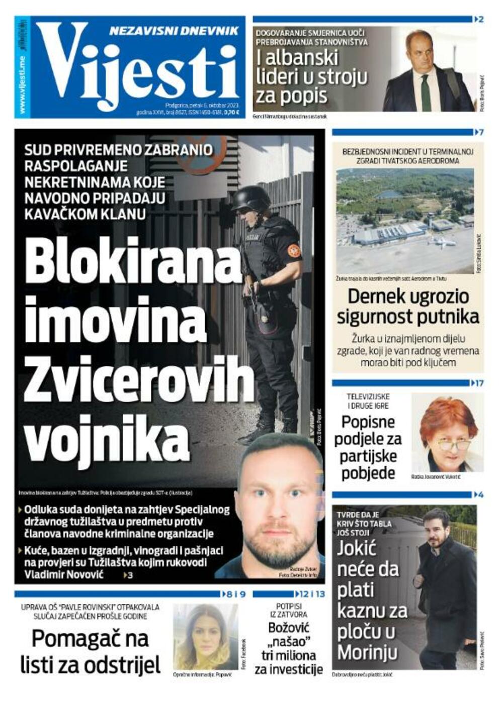Naslovna strana, Foto: Vijesti