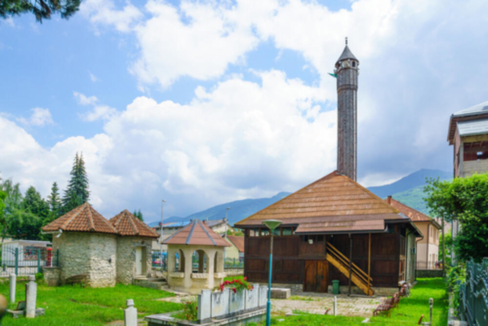 The Mosque of Vezir, and its yard, in Gusinje, Montenegro