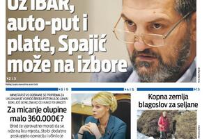 Naslovna strana "Vijesti" za 24. mart 2024.