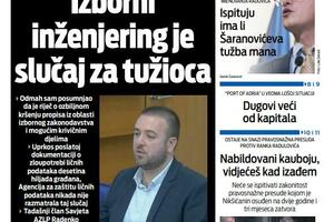 Naslovna strana "Vijesti" za 27. april 2024.