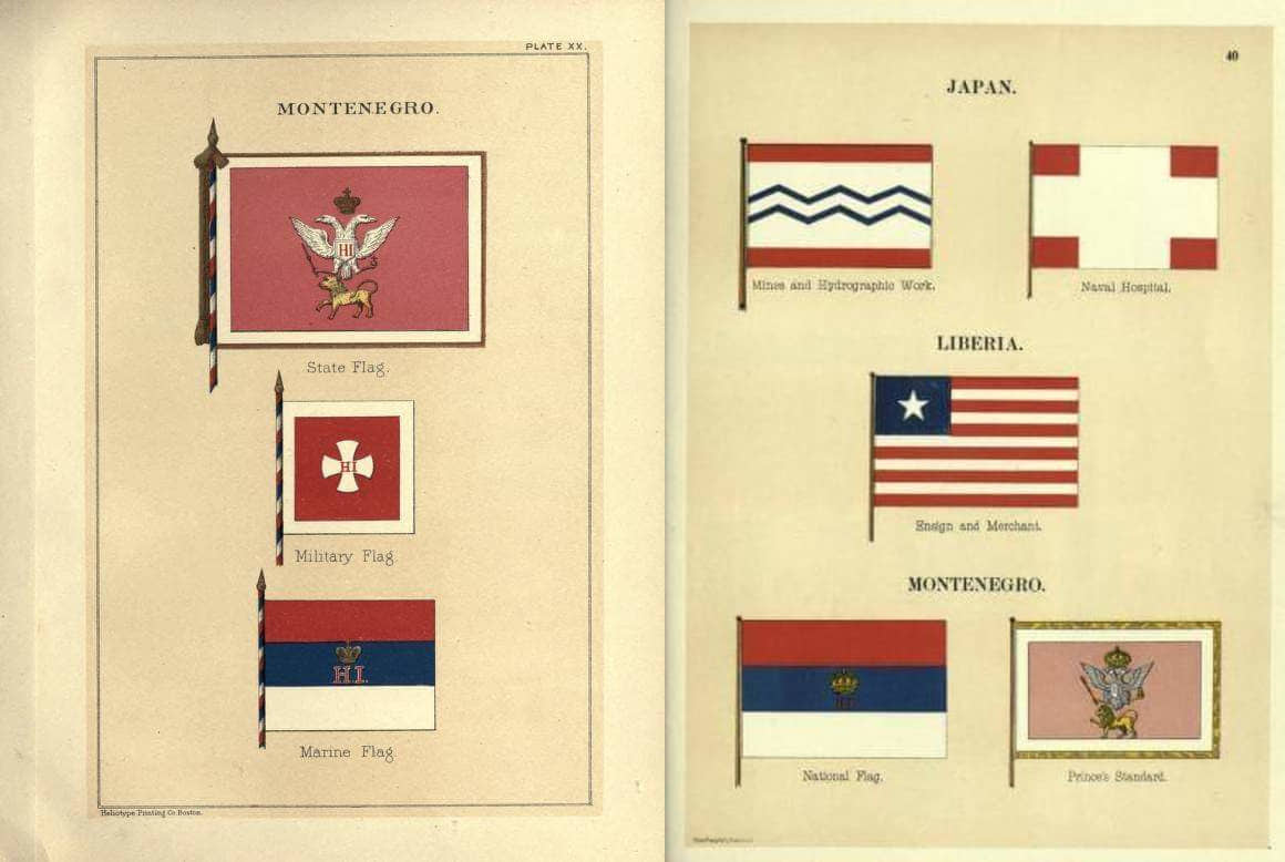 Crnogorske zastave u međunarodnim veksilološkim albumima (1882, 1899)