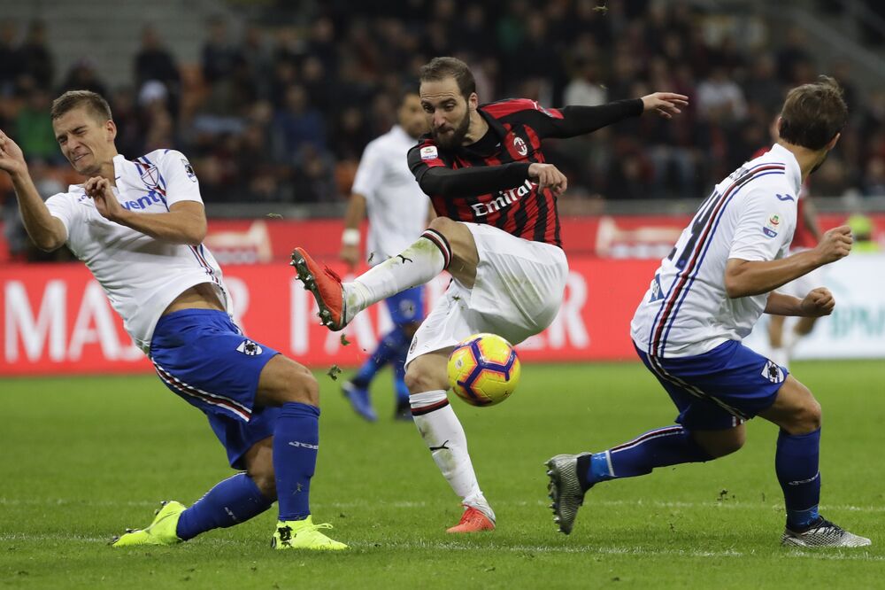 Gonsalo Iguain Milan - Sampdorija, Foto: Beta/AP