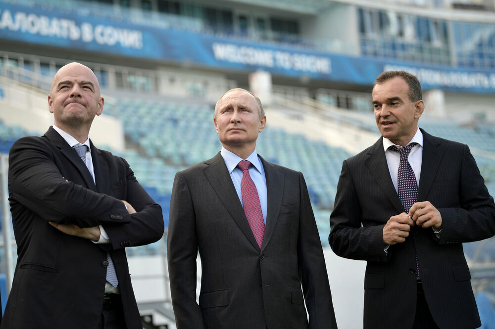 Đani Infantino, Vladimir Putin, Veniamin Kondratjev, Foto: Reuters