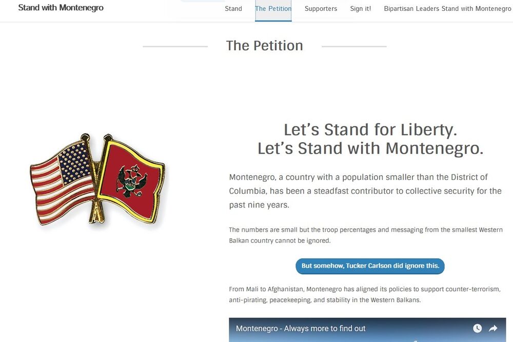 peticija Amerikanci, Foto: Www.standwithmontenegro.com