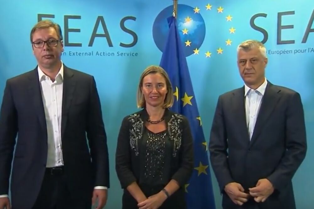 Aleksandar Vučić, Federika Mogerini, Hašim Tači, Foto: Screenshot (YouTube)