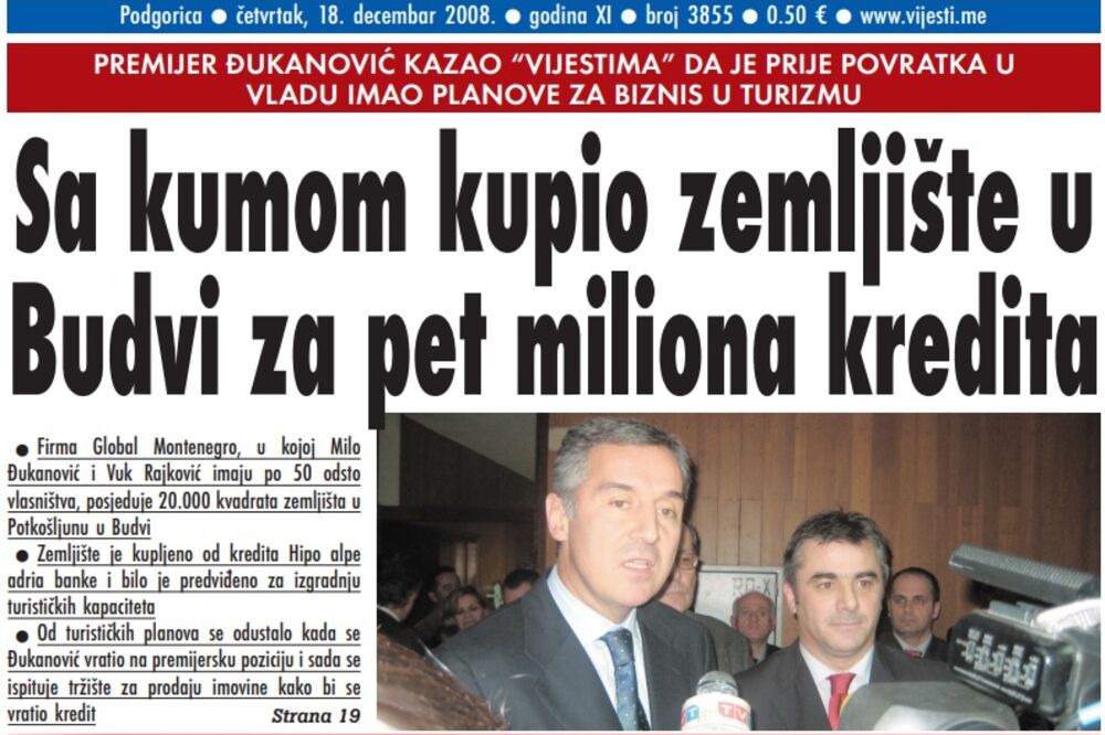 Naslovnica Vijesti 18. decembar 2008