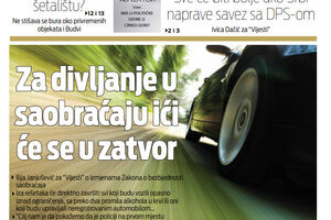 Naslovna strana "Vijesti" za 8. januar