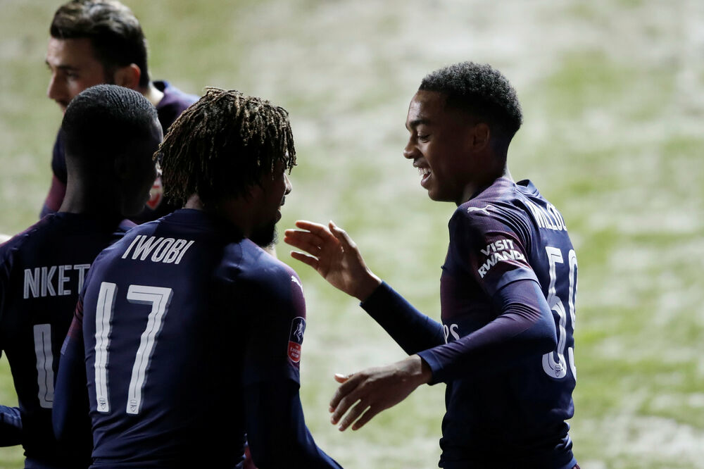 Igrači Arsenala na utakmici protiv Blekpula u trćoj rundi FA kupa, Foto: Reuters