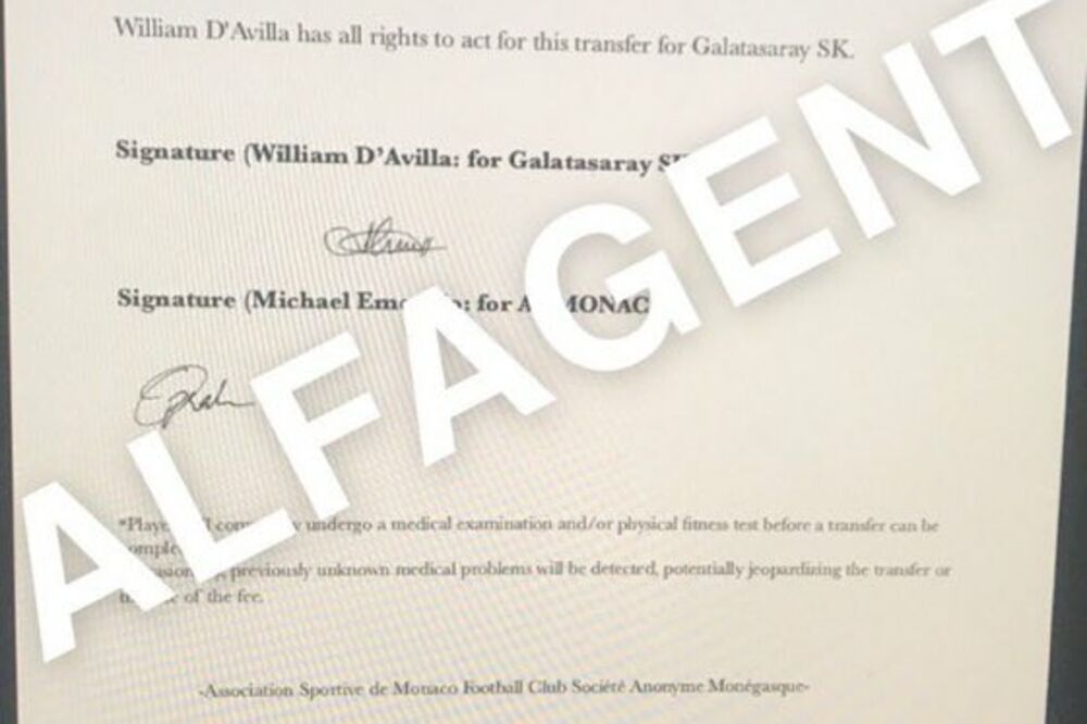 Dokument o transferu Jovetića u Galatasaraj, Foto: Twitter
